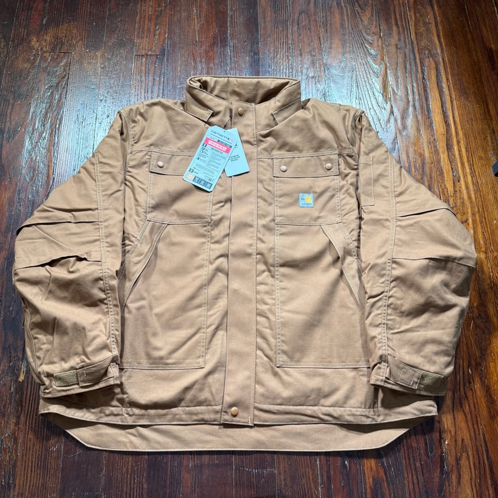Carhartt FR Jacket Mens 3XL Brown Quick Duck Full Swing Insulated Workwear NWT